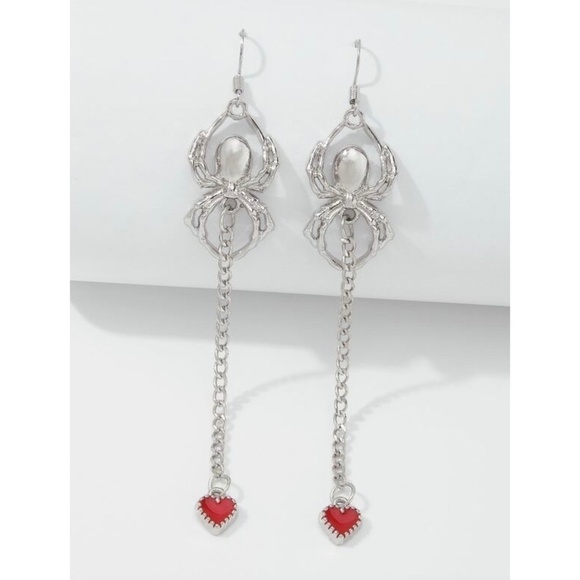 NEW!! Spider Spooky Halloween Drop Earrings Dangling Hearts Scary Whimsygoth - Picture 3 of 7